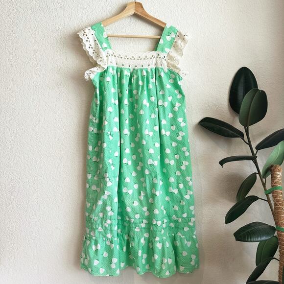 VTG Pinafore Dress Small? Novelty Strawberry Print Retro Cottage Prairie Coquett - Picture 1 of 7